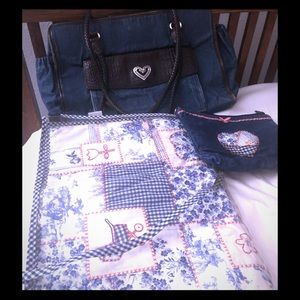 Brighton Retired Denim Diaper Bag, pad, and pouch